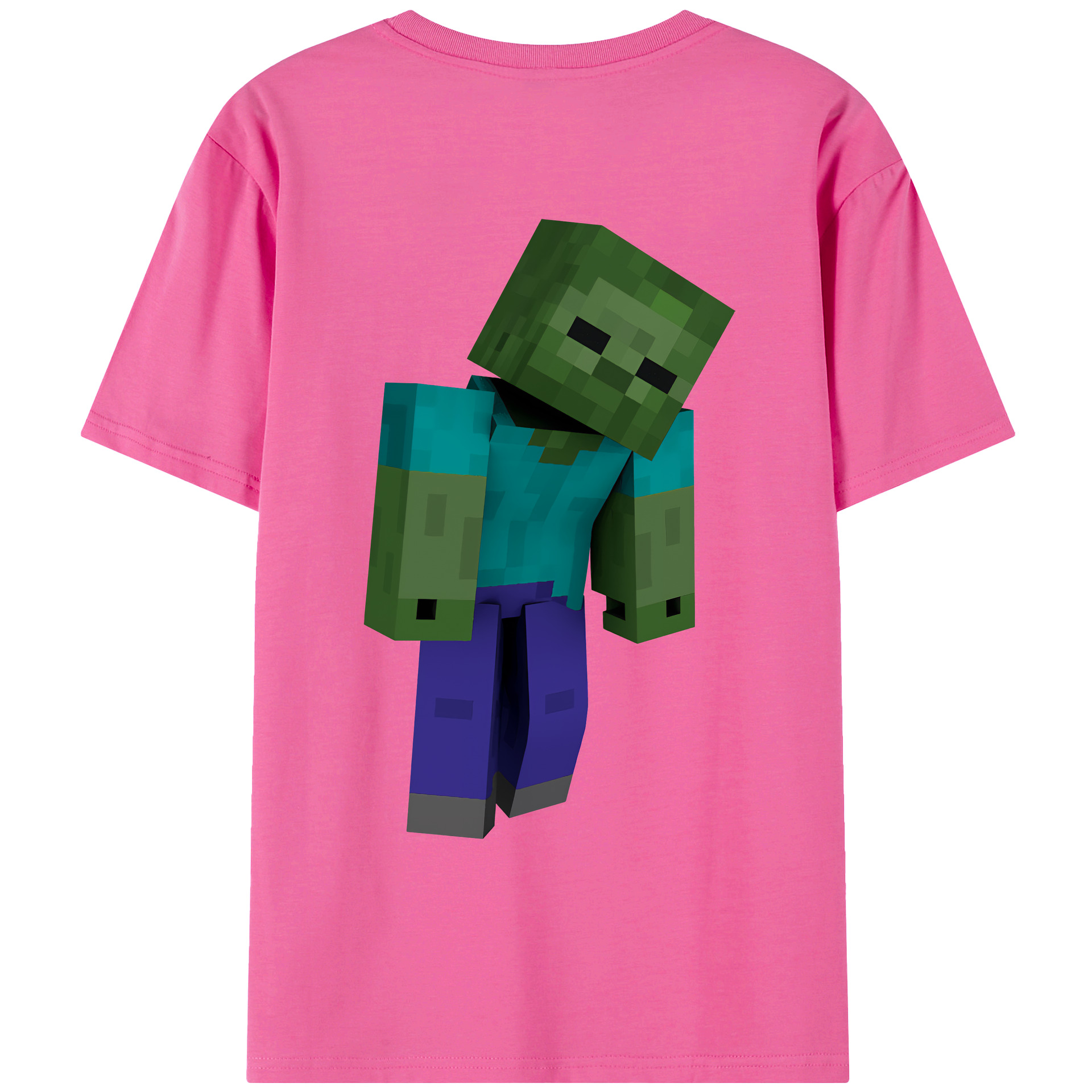 （画像用） マインクラフト ブロックの世界 Minecraft MC Block world レディース半袖Tシャツ(バックプリント)